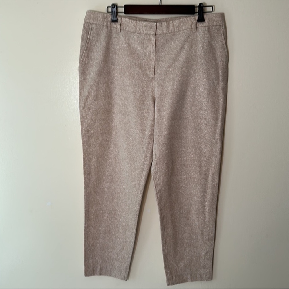 Jones New York tan and white cotton slim ankle stretchy pants, plus size 20W
